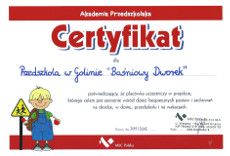 Certyfikat akademii przedszkolaka